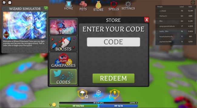 Roblox Wizard Simulator Codes Touch Tap Play - roblox 2 player wizard tycoon codes