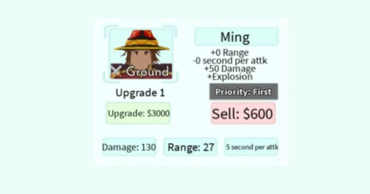 Ming Stats Overview in All Star Tower Defense