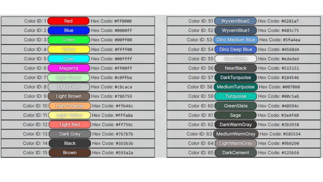 ARK Survival Evolved Color IDs Guide - Touch, Tap, Play