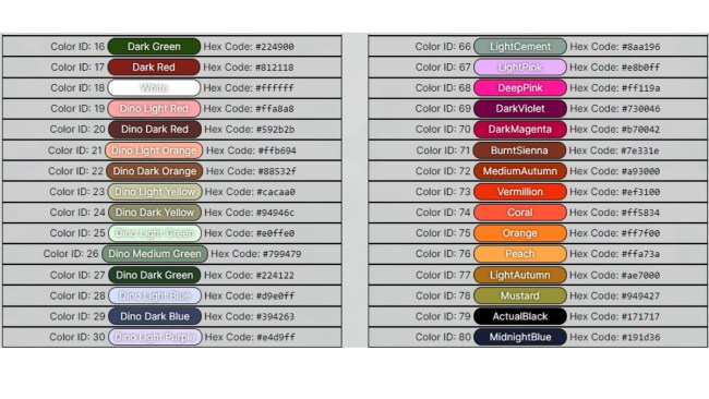 ARK Survival Evolved Color IDs Guide - Touch, Tap, Play