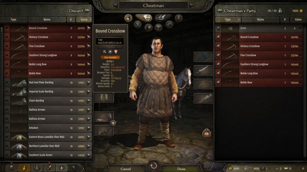 Mount and Blade 2 Bannerlord Cheats and Console Commands List
