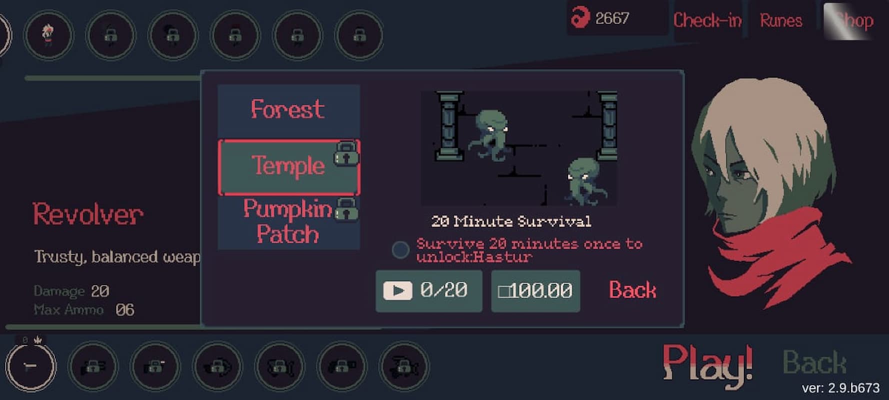 How to Unlock and Beat Temple in 20 Minutes Till Dawn - Touch, Tap, Play